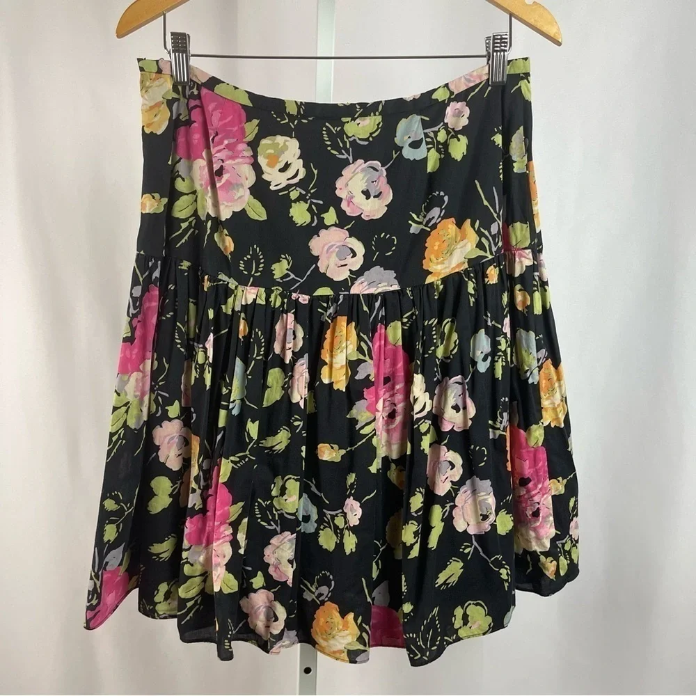 American Living Size 8 Vintage Floral Circle Retro Pleat Ruffle Mini Skirt